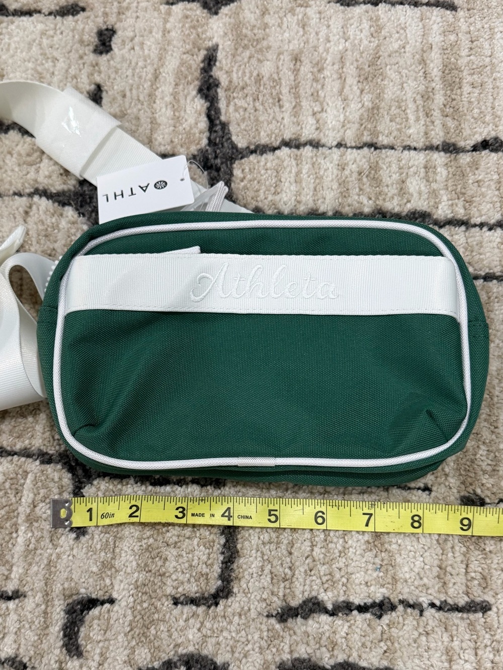 Athleta Green and White Belt Bag Crossbody Pouch